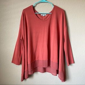 She + Sky Rust Flowy Sweater